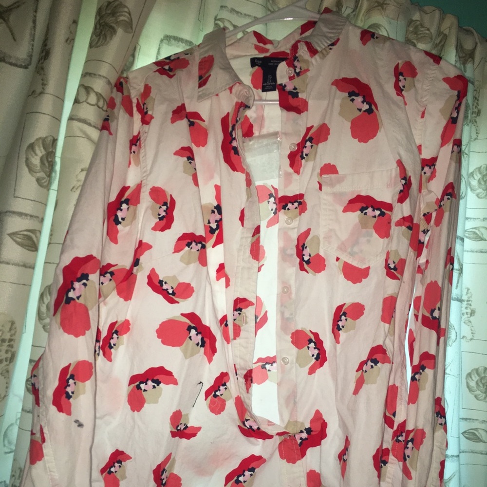 Flower pattern button down shirt